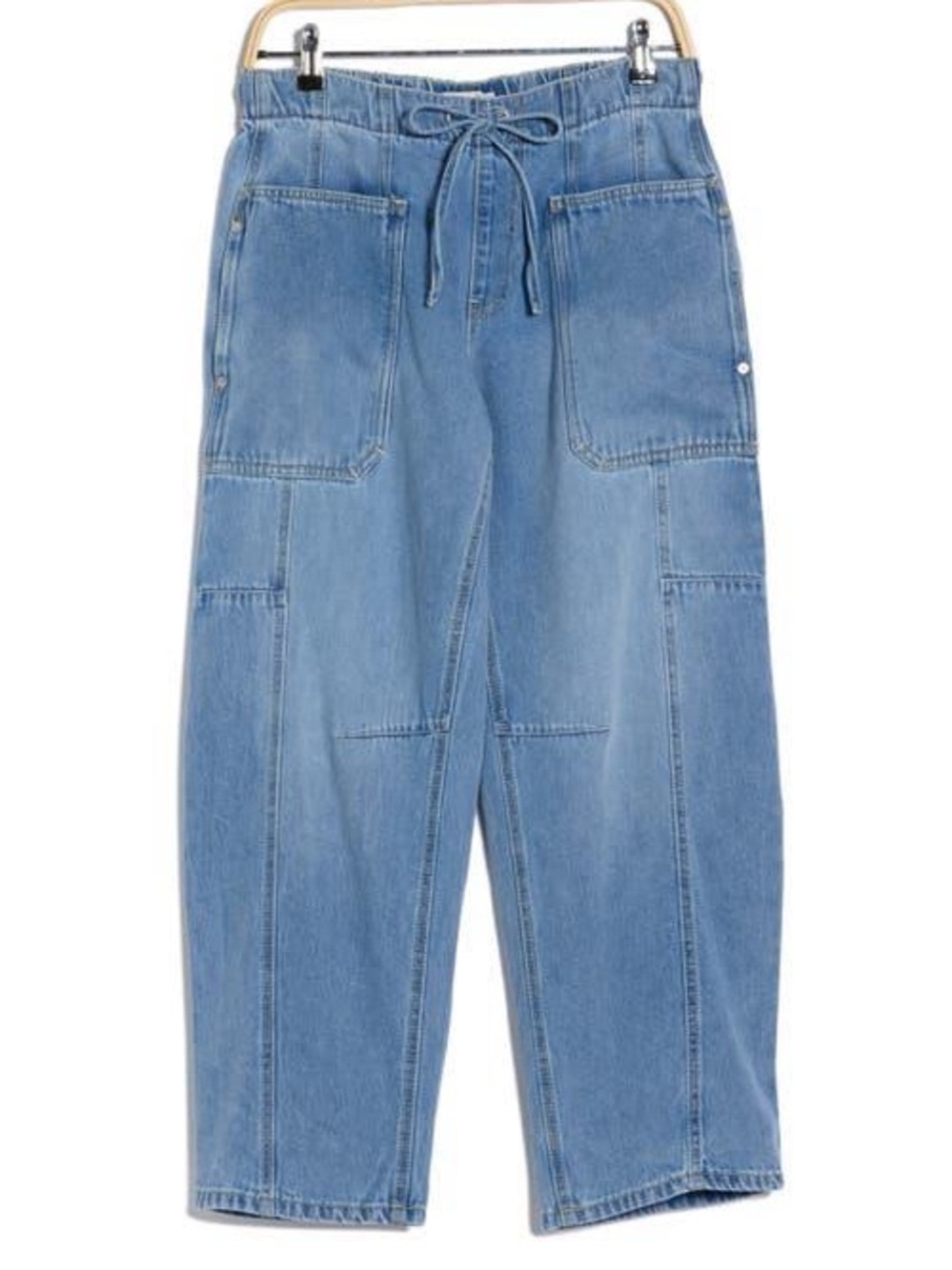 NWT Scotch & Soda The Arc Drawstring Jeans XL Light Wash Barrel Leg Denim - Picture 5 of 13
